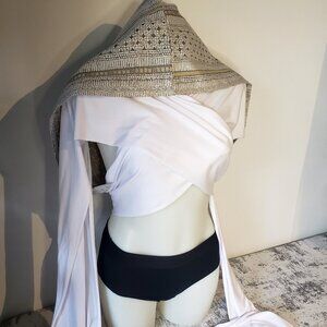 Oversize Gold Silver White Hood + wraparound top or scarf